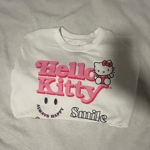 Hello Kitty Sanrio Graphic Crew Neck Sweatshirt White Pink Women’s